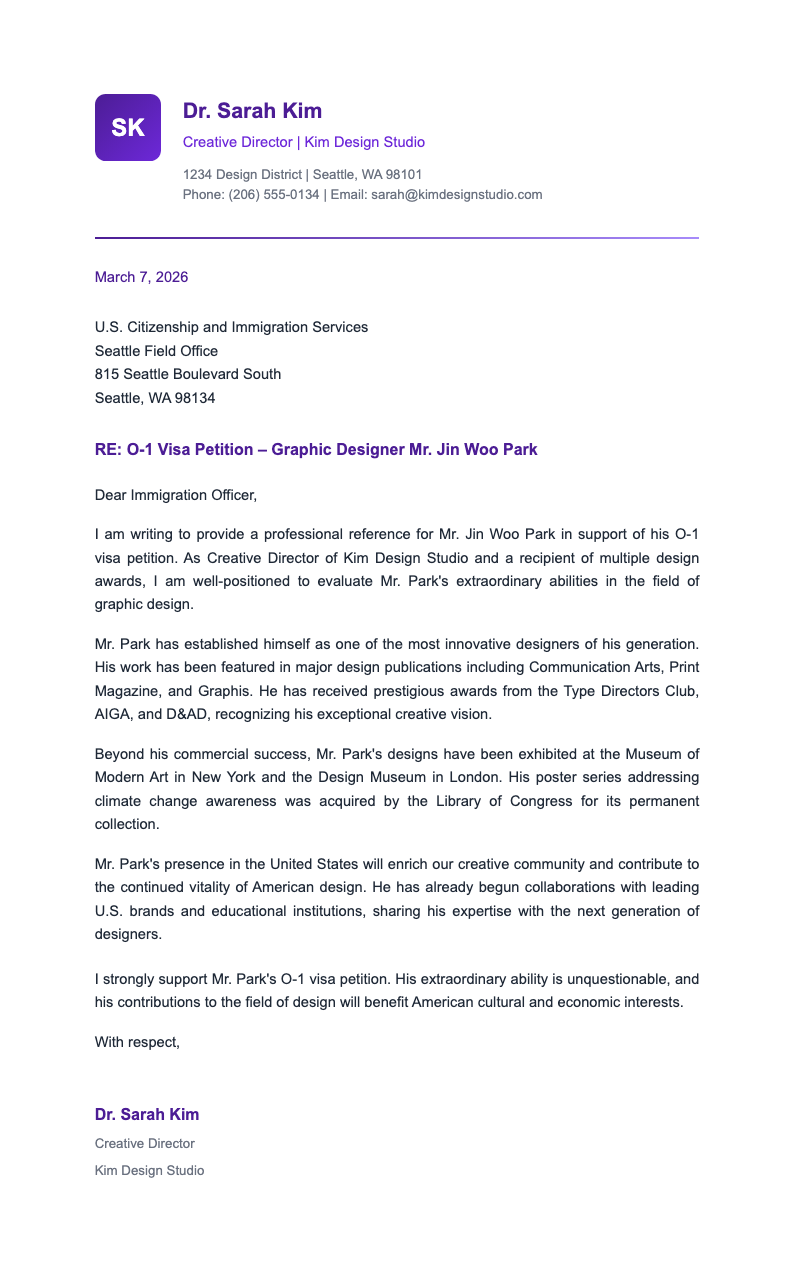 Purple professional immigration reference